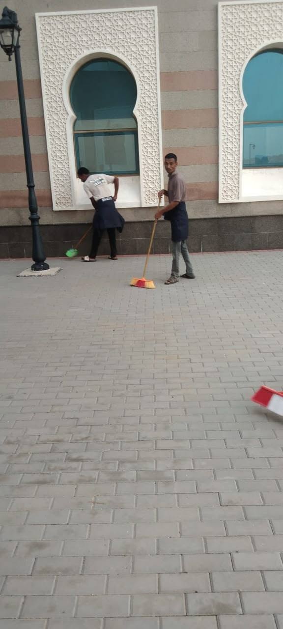 Outdoor cleaning teamwork